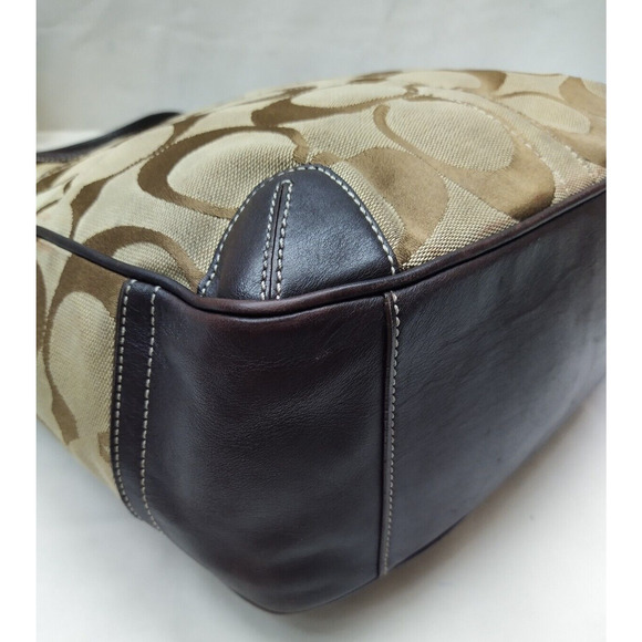 Coach Chelsea Signature Brown Canvas Leather Trim Double Handles Shoulder Bag - Picture 15 of 16